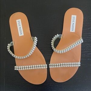 Steve Madden Tan and Silver Sandals